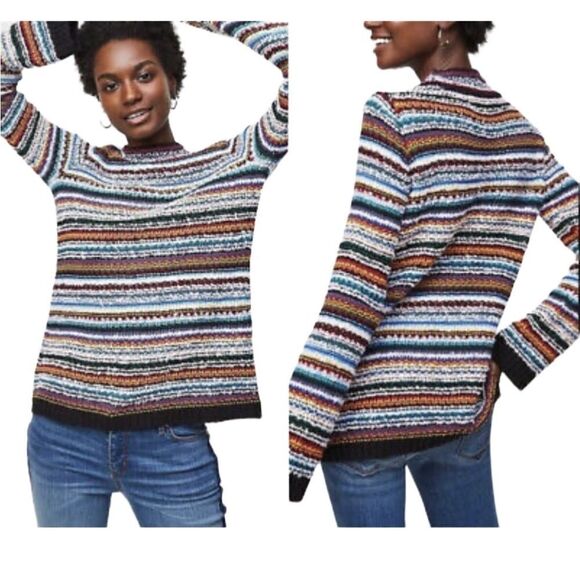 Loft Colorful Striped Sweater. Mock Turtleneck. Sz Small. Great Condition!! - Picture 1 of 12